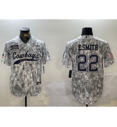 Men Dallas Cowboys 22 Emmitt Smith 2024 Arctic Camo Salute To Service Stitched Baseball Jersey 5 Men Dallas Cowboys 22 Emmitt Smith 2024 Arctic Camo Salute To Service Stitched Baseball Jersey 5