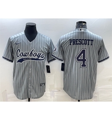 Men Dallas Cowboys 4 Dak Prescott Gray With Patch Cool Base Stitched Baseball Jersey Men Dallas Cowboys 4 Dak Prescott Gray With Patch Cool Base Stitched Baseball Jersey