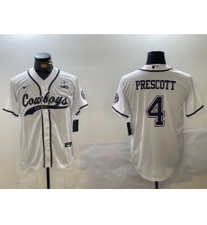 Men Dallas Cowboys 4 White Team With Patch Cool Base Stitched Baseball Jersey 2 Men Dallas Cowboys 4 White Team With Patch Cool Base Stitched Baseball Jersey 2