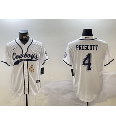 Men Dallas Cowboys 4 White Team With Patch Cool Base Stitched Baseball Jersey 3 Men Dallas Cowboys 4 White Team With Patch Cool Base Stitched Baseball Jersey 3