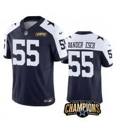 Men Dallas Cowboys 55 Leighton Vander Esch Navy White 2023 F U S E NFC East Champions Patch Stitched Football Jersey Men Dallas Cowboys 55 Leighton Vander Esch Navy White 2023 F U S E NFC East Champions Patch Stitched Football Jersey