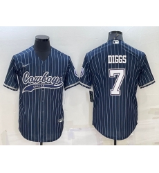 Men Dallas Cowboys 7 Trevon Diggs Navy With Patch Cool Base Stitched Baseball Jersey Men Dallas Cowboys 7 Trevon Diggs Navy With Patch Cool Base Stitched Baseball Jersey