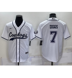Men Dallas Cowboys 7 Trevon Diggs White Cool Base Stitched Baseball Jersey Men Dallas Cowboys 7 Trevon Diggs White Cool Base Stitched Baseball Jersey