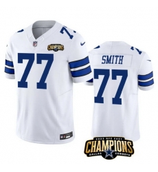 Men Dallas Cowboys 77 Tyron Smith White 2023 F U S E NFC East Champions Patch Stitched Football Jersey Men Dallas Cowboys 77 Tyron Smith White 2023 F U S E NFC East Champions Patch Stitched Football Jersey