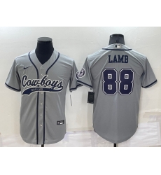 Men Dallas Cowboys 88 CeeDee Lamb Grey Cool Base Stitched Baseball Jersey Men Dallas Cowboys 88 CeeDee Lamb Grey Cool Base Stitched Baseball Jersey