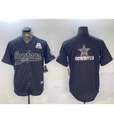 Men Dallas Cowboys Team Big Logo Black With Patch Cool Base Stitched Baseball Jersey 16 Men Dallas Cowboys Team Big Logo Black With Patch Cool Base Stitched Baseball Jersey 16