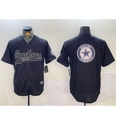 Men Dallas Cowboys Team Big Logo Black With Patch Cool Base Stitched Baseball Jersey Men Dallas Cowboys Team Big Logo Black With Patch Cool Base Stitched Baseball Jersey