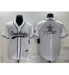 Men Dallas Cowboys White Team Big Logo With Patch Cool Base Stitched Baseball Jersey Men Dallas Cowboys White Team Big Logo With Patch Cool Base Stitched Baseball Jersey
