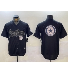 men dallas cowboys team big logo black with patch cool base stitched baseball jersey II men dallas cowboys team big logo black with patch cool base stitched baseball jersey II