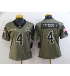 Women's Dallas Cowboys #4 Dak Prescott Gold 2021 Salute To Service Limited Player Jersey Women's Dallas Cowboys #4 Dak Prescott Gold 2021 Salute To Service Limited Player Jersey