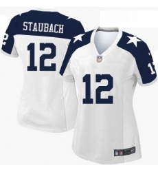 Womens Nike Dallas Cowboys 12 Roger Staubach Elite White Throwback Alternate NFL Jersey Womens Nike Dallas Cowboys 12 Roger Staubach Elite White Throwback Alternate NFL Jersey