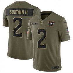 Men Denver Broncos 2 Pat Surtain II Olive 2025 F U S E  Salute to Service Limited Stitched Football Jersey