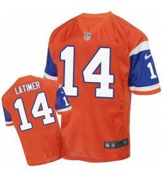 Nike Broncos #14 Cody Latimer Orange Throwback Mens Stitched NFL Elite Jersey Nike Broncos #14 Cody Latimer Orange Throwback Mens Stitched NFL Elite Jersey