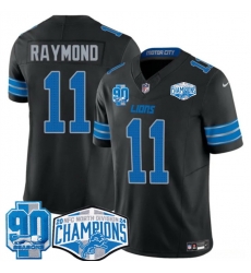 Men Detroit Lions 11 Kalif Raymond Black 2024 NFC North Champions 90th Anniversary Patch F U S E Vapor Limited Stitched Jersey Men Detroit Lions 11 Kalif Raymond Black 2024 NFC North Champions 90th Anniversary Patch F U S E Vapor Limited Stitched Jersey
