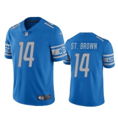 Men Detroit Lions 14 Mon Ra St Brown Blue Vapor Untouchable Limited Stitched jersey Men Detroit Lions 14 Mon Ra St Brown Blue Vapor Untouchable Limited Stitched jersey