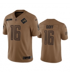 Men Detroit Lions 16 Jared Goff 2023 Brown Salute To Service Limited Stitched Jersey Men Detroit Lions 16 Jared Goff 2023 Brown Salute To Service Limited Stitched Jersey