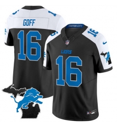 Men Detroit Lions 16 Jared Goff Black White F U S E 2024 Michigan Patch Vapor Limited Stitched Jersey Men Detroit Lions 16 Jared Goff Black White F U S E 2024 Michigan Patch Vapor Limited Stitched Jersey