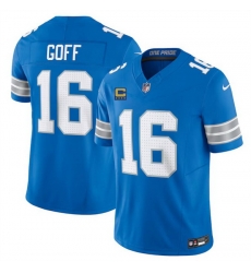 Men Detroit Lions 16 Jared Goff Blue 2024 F U S E With 4 Star C Patch Vapor Limited Stitched Jersey Men Detroit Lions 16 Jared Goff Blue 2024 F U S E With 4 Star C Patch Vapor Limited Stitched Jersey