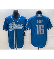 Men Detroit Lions 16 Jared Goff Blue Cool Base Stitched Baseball Jersey Men Detroit Lions 16 Jared Goff Blue Cool Base Stitched Baseball Jersey