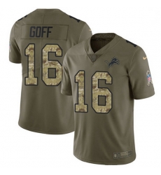 Men Detroit Lions 16 Jared Goff Olive Camo Men Stitched NFL Limited 2017 Salute To Service Jersey Men Detroit Lions 16 Jared Goff Olive Camo Men Stitched NFL Limited 2017 Salute To Service Jersey