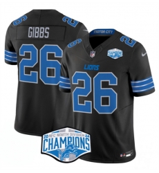 Men Detroit Lions 26 Jahmyr Gibbs Black 2024 NFC North Champions F U S E Vapor Limited Stitched Jersey Men Detroit Lions 26 Jahmyr Gibbs Black 2024 NFC North Champions F U S E Vapor Limited Stitched Jersey