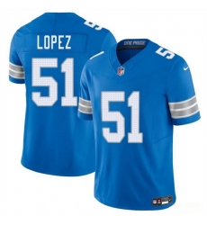 Men Detroit Lions 51 Roy Lopez Blue 2025 F U S E Vapor Limited Stitched Jersey Men Detroit Lions 51 Roy Lopez Blue 2025 F U S E Vapor Limited Stitched Jersey