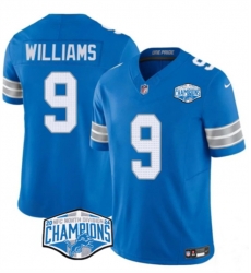 Men Detroit Lions 9 Jameson Williams Blue 2024 NFC North Champions F U S E Vapor Limited Stitched Jersey Men Detroit Lions 9 Jameson Williams Blue 2024 NFC North Champions F U S E Vapor Limited Stitched Jersey