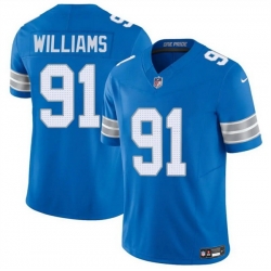 Men Detroit Lions 91 Tyleik Williams Blue 2025 F U S E  Vapor Limited Stitched Jersey
