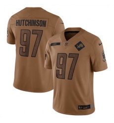 Men Detroit Lions 97 Aidan Hutchinson 2023 Brown Salute To Service Limited Stitched Jersey Men Detroit Lions 97 Aidan Hutchinson 2023 Brown Salute To Service Limited Stitched Jersey