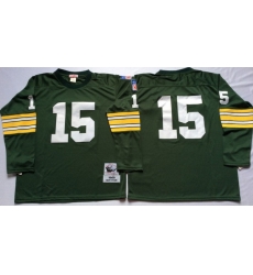 Men Green Bay Green Bay Packers 15 Bart Starr Green Long Sleeve M&N Throwback Jersey Men Green Bay Green Bay Packers 15 Bart Starr Green Long Sleeve M&N Throwback Jersey