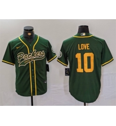 Men Green Bay Packers 10 Jordan Love Green Cool Base Stitched Baseball Jersey Men Green Bay Packers 10 Jordan Love Green Cool Base Stitched Baseball Jersey