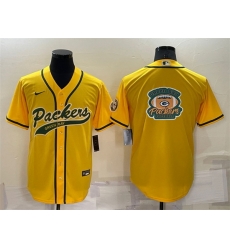 Men Green Bay Packers Yellow Team Big Logo With Patch Cool Base Stitched Baseb Men Green Bay Packers Yellow Team Big Logo With Patch Cool Base Stitched Baseb