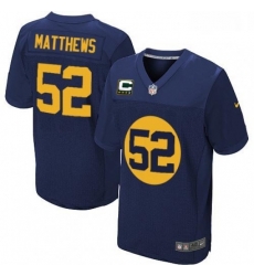 Men Nike Green Bay Packers 52 Clay Matthews Elite Navy Blue Alternate C Patch NFL Jersey Men Nike Green Bay Packers 52 Clay Matthews Elite Navy Blue Alternate C Patch NFL Jersey