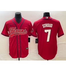 Men Houston Texans 7 C J Stroud Red With Patch Cool Base Stitched Baseball Jersey Men Houston Texans 7 C J Stroud Red With Patch Cool Base Stitched Baseball Jersey