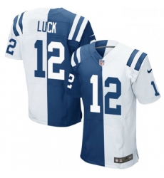 Men Nike Indianapolis Colts 12 Andrew Luck Elite Royal BlueWhite Split Fashion NFL Jersey Men Nike Indianapolis Colts 12 Andrew Luck Elite Royal BlueWhite Split Fashion NFL Jersey