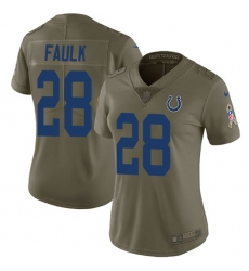 Nike Colts #28 Marshall Faulk Olive Womens Stitched NFL Limited 2017 Salute to Service Jersey Nike Colts #28 Marshall Faulk Olive Womens Stitched NFL Limited 2017 Salute to Service Jersey