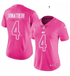 Womens Nike Indianapolis Colts 4 Adam Vinatieri Limited Pink Rush Fashion NFL Jersey Womens Nike Indianapolis Colts 4 Adam Vinatieri Limited Pink Rush Fashion NFL Jersey
