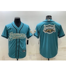 Men Jacksonville Jaguars Teal Team Big Logo With Patch Cool Base Stitched Baseball Jersey Men Jacksonville Jaguars Teal Team Big Logo With Patch Cool Base Stitched Baseball Jersey