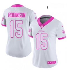 Womens Nike Jacksonville Jaguars 15 Allen Robinson Limited WhitePink Rush Fashion NFL Jersey Womens Nike Jacksonville Jaguars 15 Allen Robinson Limited WhitePink Rush Fashion NFL Jersey