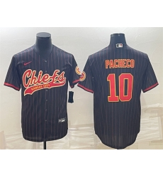 Men Kansas City Chiefs 10 Isiah Pacheco Black With Patch Cool Base Stitched Baseball Jersey Men Kansas City Chiefs 10 Isiah Pacheco Black With Patch Cool Base Stitched Baseball Jersey