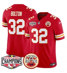 Men Kansas City Chiefs 32 Nick Bolton Red F U S E 2024 AFC West Division Champions Vapor Limited Stitched Football Jersey Men Kansas City Chiefs 32 Nick Bolton Red F U S E 2024 AFC West Division Champions Vapor Limited Stitched Football Jersey