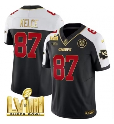 Men Kansas City Chiefs 87 Travis Kelce Black White 2024 F U S E Super Bowl LVIII Patch With NKH Patch Vapor Untouchable Limited Stitched Football Jersey Men Kansas City Chiefs 87 Travis Kelce Black White 2024 F U S E Super Bowl LVIII Patch With NKH Patch Vapor Untouchable Limited Stitched Football Jersey