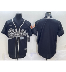 Men Kansas City Chiefs Blank Black Reflective With Patch Cool Base Stitched Baseball Jersey Men Kansas City Chiefs Blank Black Reflective With Patch Cool Base Stitched Baseball Jersey