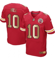 Nike Chiefs #10 Tyreek Hill Red Team Color Mens Stitched NFL Elite Gold Jersey Nike Chiefs #10 Tyreek Hill Red Team Color Mens Stitched NFL Elite Gold Jersey