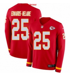 Nike Chiefs 25 Clyde Edwards Helaire Red Team Color Men Stitched NFL Limited Therma Long Sleeve Jersey Nike Chiefs 25 Clyde Edwards Helaire Red Team Color Men Stitched NFL Limited Therma Long Sleeve Jersey