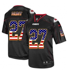 Nike Chiefs #27 Kareem Hunt Black Mens Stitched NFL Elite USA Flag Fashion Jersey Nike Chiefs #27 Kareem Hunt Black Mens Stitched NFL Elite USA Flag Fashion Jersey