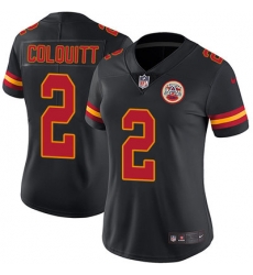 Nike Chiefs #2 Dustin Colquitt Black Womens Stitched NFL Limited Rush Jersey Nike Chiefs #2 Dustin Colquitt Black Womens Stitched NFL Limited Rush Jersey