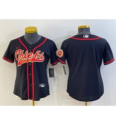 Women Kansas City Chiefs Blank Black With Patch Cool Base Stitched Baseball Jersey Women Kansas City Chiefs Blank Black With Patch Cool Base Stitched Baseball Jersey