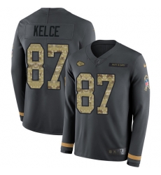 Nike Chiefs #87 Travis Kelce Anthracite Salute to Service Youth Long Sleeve Jersey Nike Chiefs #87 Travis Kelce Anthracite Salute to Service Youth Long Sleeve Jersey