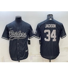 Men Las Vegas Raiders 34 Bo Jackson Black With Patch Cool Base Stitched Baseball Jersey Men Las Vegas Raiders 34 Bo Jackson Black With Patch Cool Base Stitched Baseball Jersey